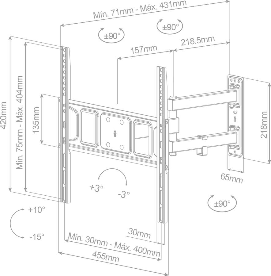 Soporte de TV HOLMIOS H55012 (Ajustable - 32'' a 55" - Hasta 35 kg)