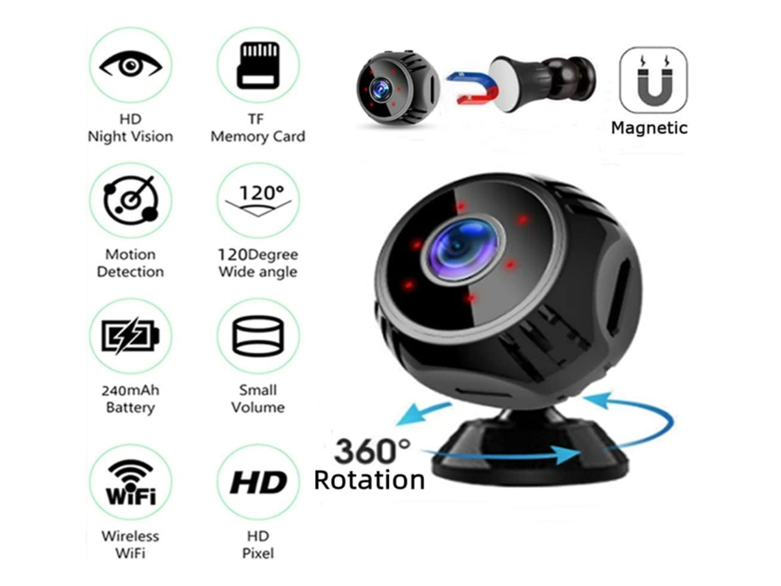 Mini Camara Espia Seguridad Oculta HD 1080P Detector Movimiento Vision  Nocturna