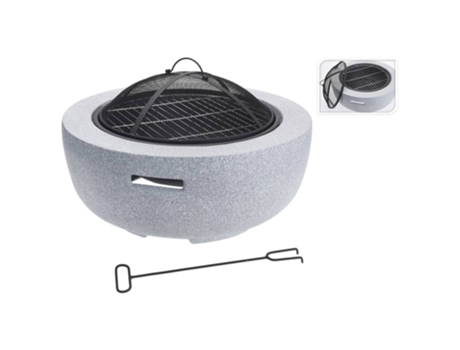 ProGarden Brasero con rejilla BBQ redondo gris claro 60x25 cm