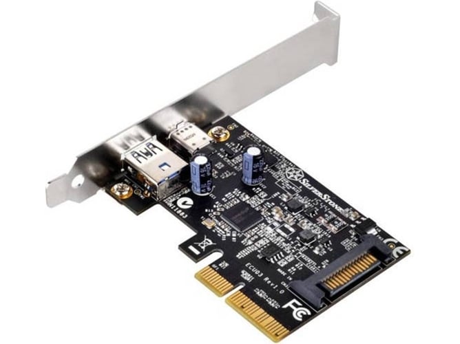 Silverstone Sstecu03 Superspeed 1x usb 3.1 tipo c tarjeta pcie express gen 2.0 2x 10gbps acepta perfil bajo adaptador ecu03