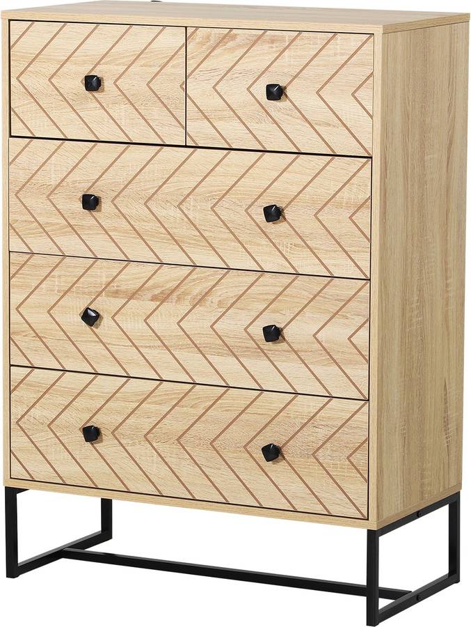 Armario Auxiliar Cajonera con 6 deslizables para madera homcom 5 mesilla noche organizador almacenaje oficina 80x395x110 cm 831260 beige 80x39.5x110cm