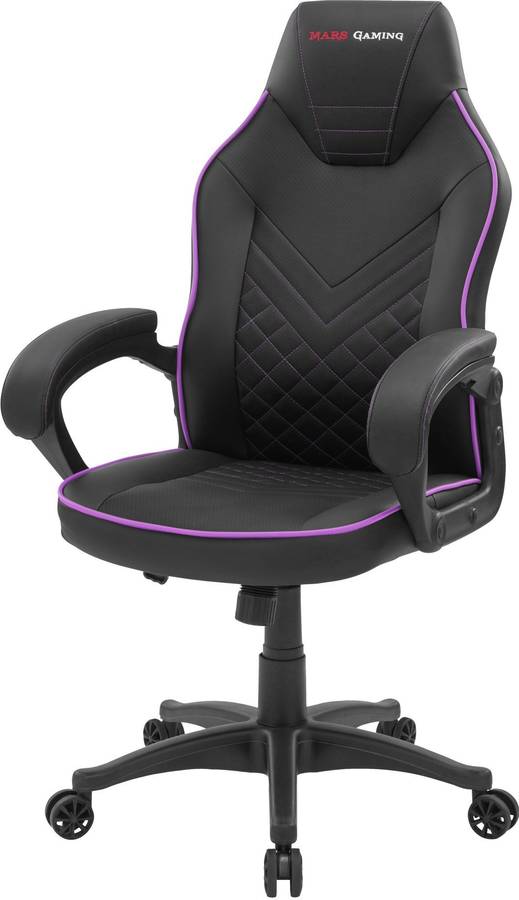 Silla Gaming MARS GAMING Negro, Morado (Brazos Regulables - Piel Sintética, Nylon)