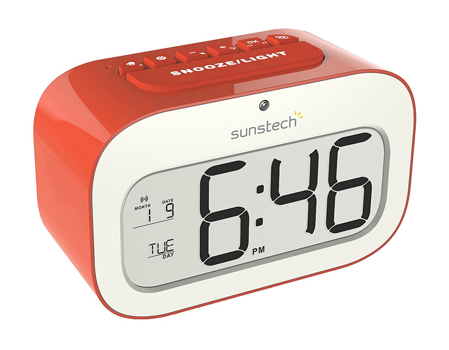 Radio Despertador SUNSTECH CKD30RD (Rojo - Pilas - Alarma Doble - Función Snooze)