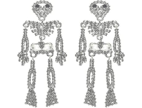 Pendientes de calavera de nudillos humanos de Halloween Gótico Gran cráneo Largo Pendientes para mujeres