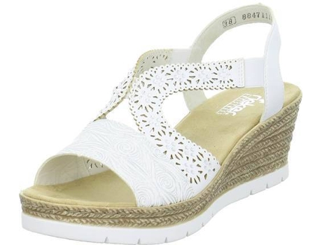 Sandalias RIEKER 61916 Cuero natural Mujer (39 - Blanco)