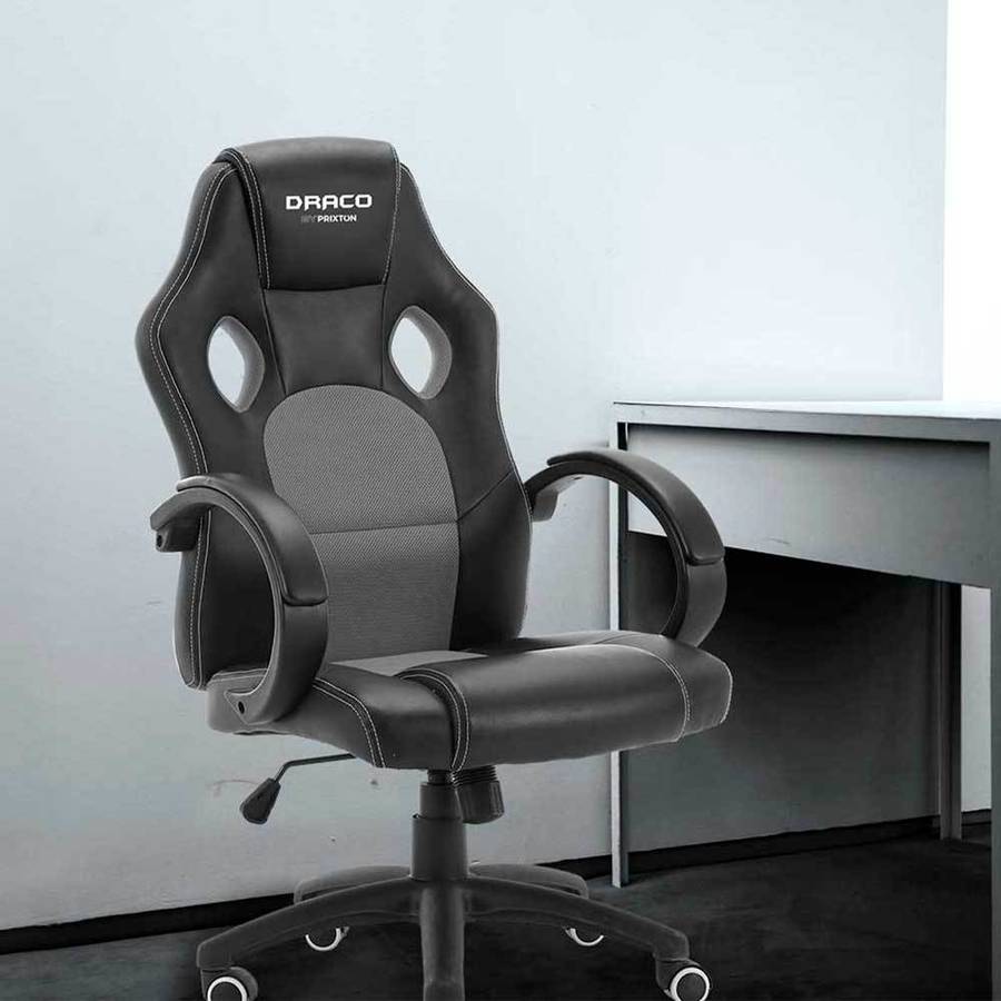 Silla Gaming PRIXTON Draco (Hasta 120 Kg - Elevador a Gas Clase 4 - Negro)