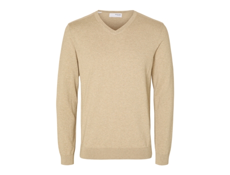 Camiseta de Hombre SELECTED Berg V Neck Katoen Beige (L)