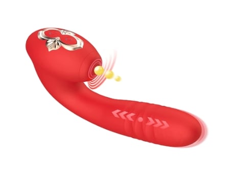 Juguete Vibrador Rosa Estimulación del Clítoris Clítoris y Masturbación Vagina Juguete Sexual para Adultos para Mujeres Solo o Pareja Rojo BISBISOU...