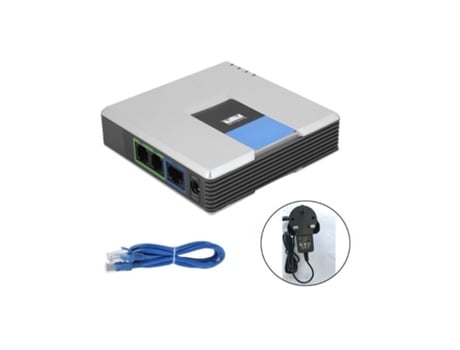 Pasarela Voip 2 Puertos Protocolo Sip V2 Adaptador de Voz para Teléfono por Internet con Cable de Red