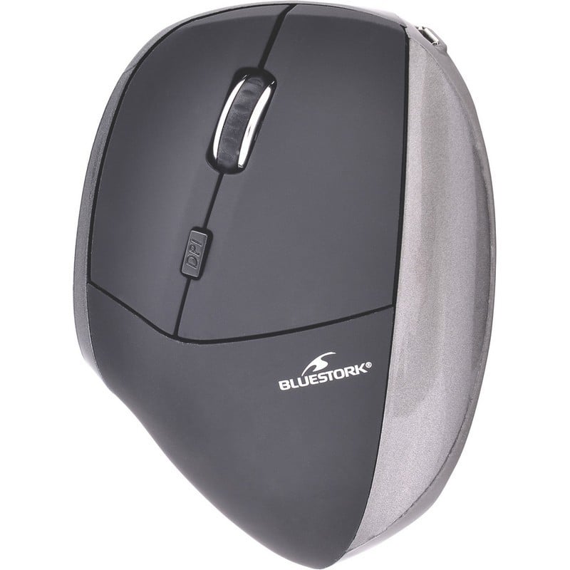 Ratón Ergonómico BLUESTORK M-WL-ERGO-BK (Inalámbrico - 1200 dpi - Gris)