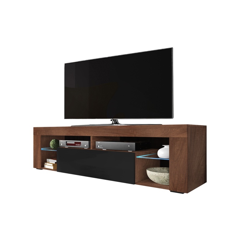 Mueble de TV SELSEY Bianko Aida Nogal, Negro (140 x 50.5 x 35)