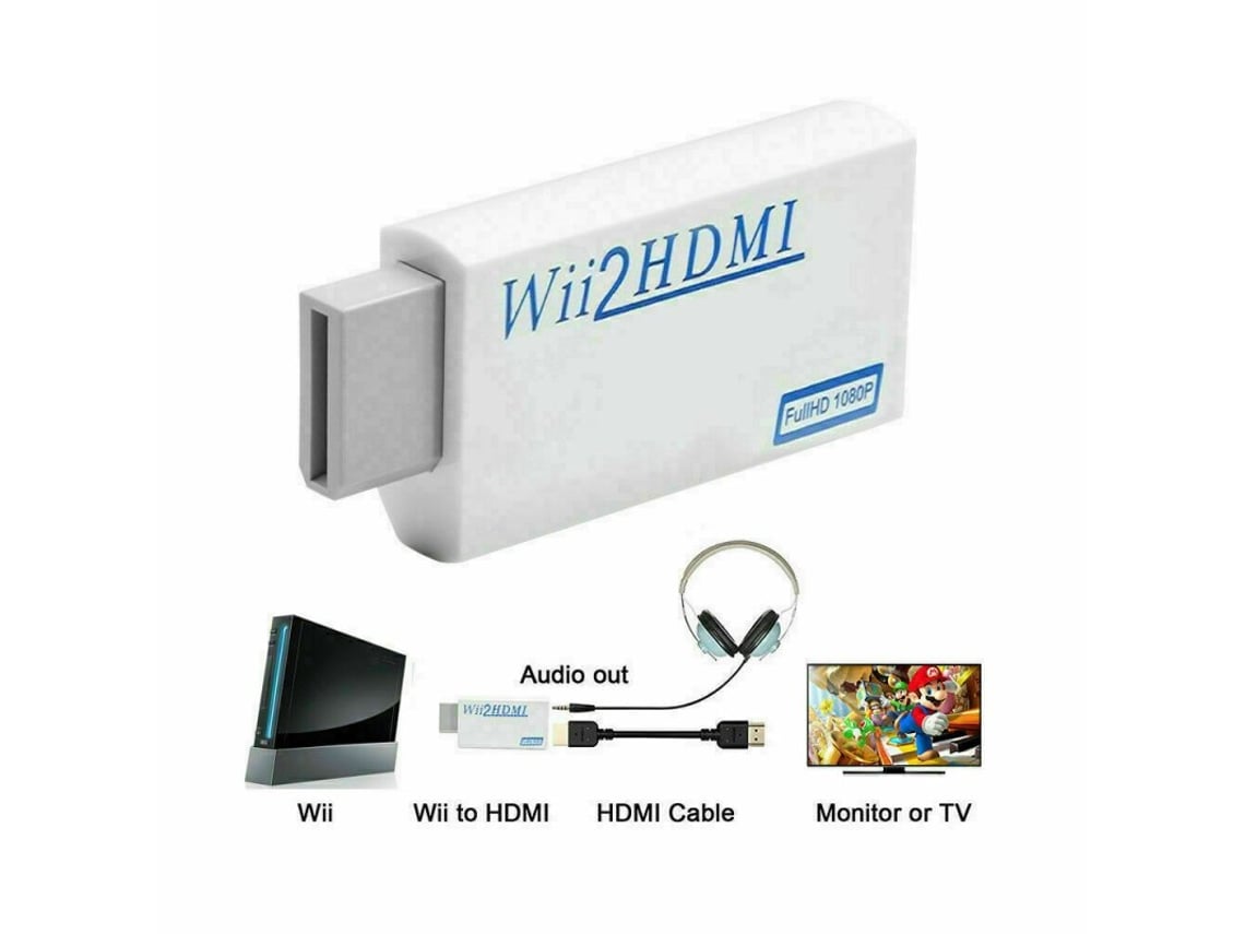 Adaptador Wii Hdmi, Adaptador convertidor Wii a Hdmi 720/1080p Hd con  salida de audio de 3.5 mm, Convertidor Wii 2 Hdmi para Wii Monitor Beamer  TV