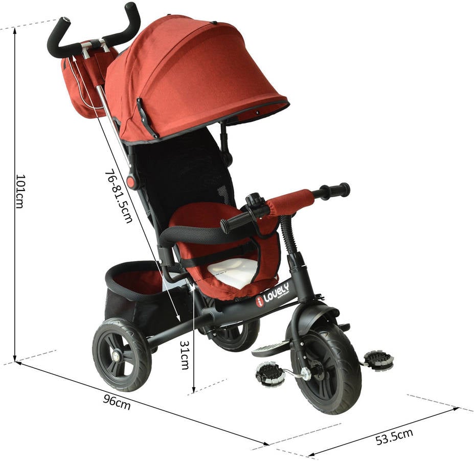 Triciclo HOMCOM 3 In 1 Rojo