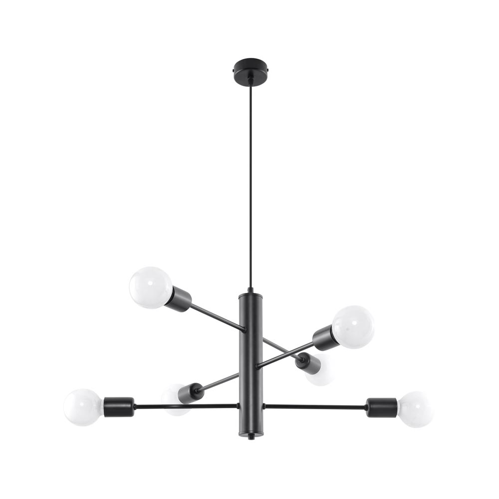 Sollux Lighting Duomo lámpara de estilo industrial y loft bombilla e27 reemplazable 1x60 w acero revestido en polvo negro 8x14x8 cm colgante techo con 6