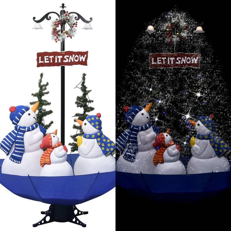 Árbol de Navidad VIDAXL con Muñeco de Nieve Base Paraguas (PVC - Azul - 170 cm)