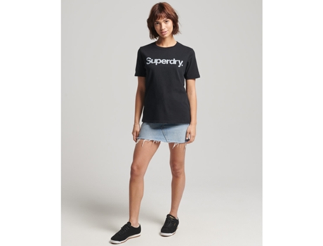 Camiseta para Mujer SUPERDRY (40 - Algodón - Negro)