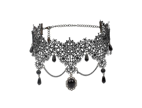 Collar gótico de cristal boho joyas collar encaje negro sexy luxury1pc-negro