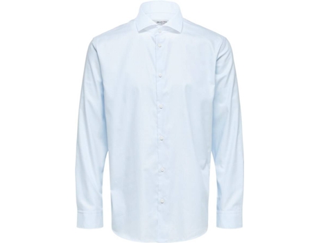 Camisa SELECTED Slim Algodón Hombre (XS - Azul)