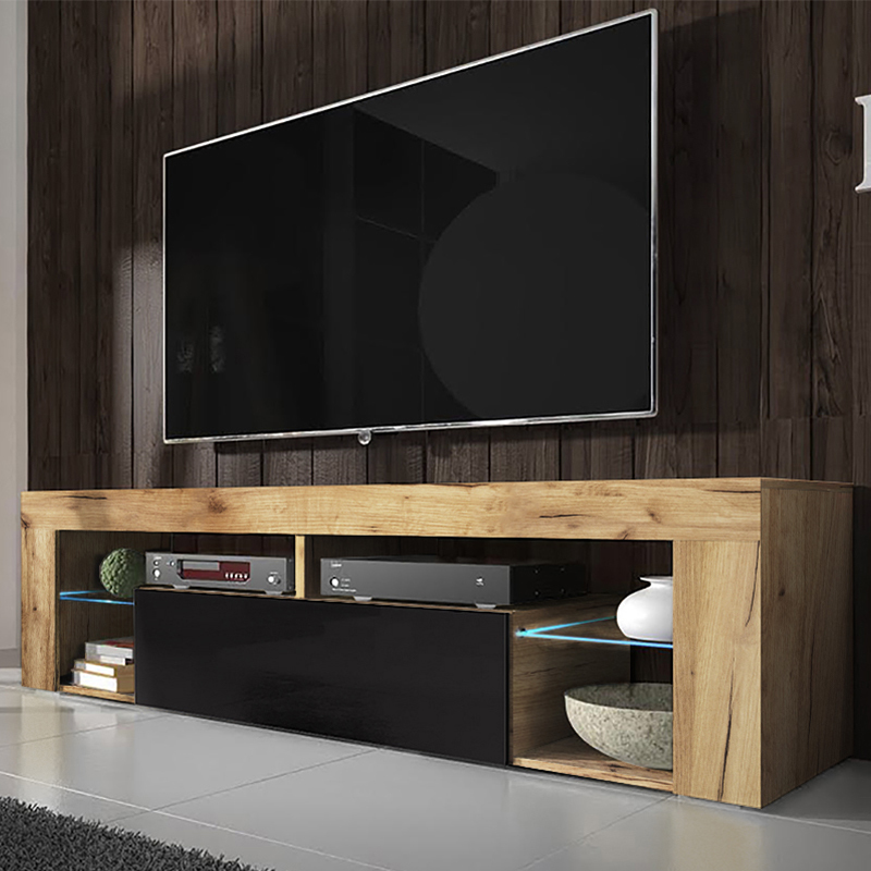 Mueble de TV SELSEY Bianko Lancaster, negro (140 x 50.5 x 35)