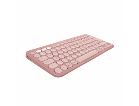 Teclado Bluetooth con Soporte para Tablet LOGITECH K380 Francés Rosa AZERTY