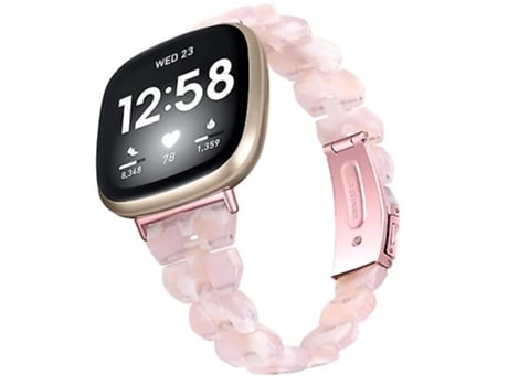 Correa para Fitbit Versa 4 / Sense 2 Correa de reloj universal de resina con rombos y flores rosas VENISYMLIS