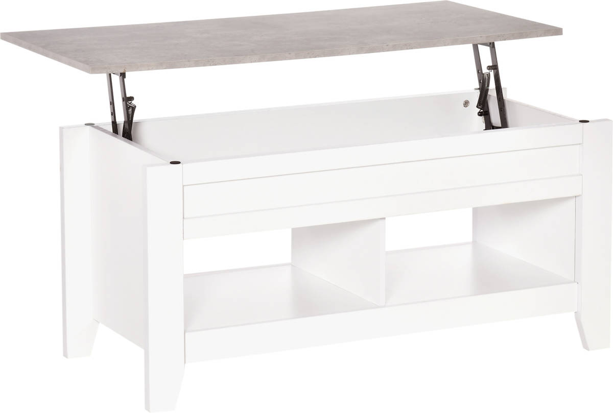 Mesa De Centro elevable café con 2 compartimentos abiertos encimera imitación rectangular moderna para comedor 105x50x49 cm homcom 839135wt 105 50 49