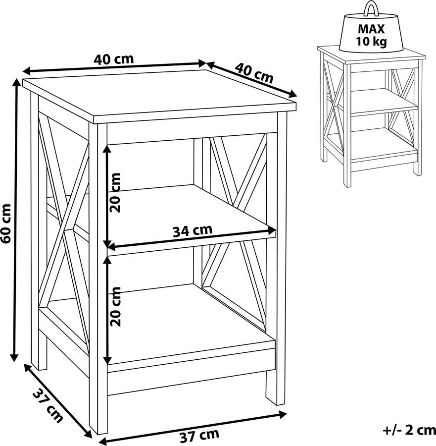 Mesa Auxiliares Foster (Blanco - MDF -40x40x60 cm)