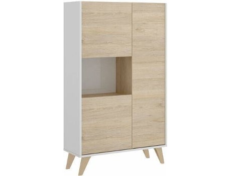 Dekit Modulo Alto 3 ptas ness 2 colores naturalb.brillo escaparate dkit blanco y beige madera metal 135 81 43