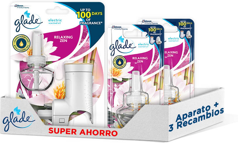 Pack Ambientador Eléctrico + Recambios GLADE Relax Zen (3 Unidades)