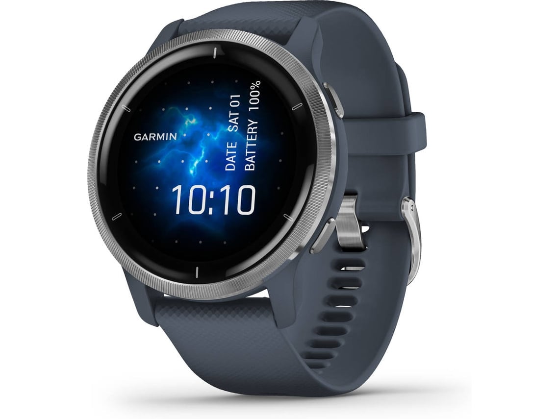 Garmin Venu 2 azul plata 1.3 amoled 45mm smartwatch 11 wifi bluetooth ant+ gps reloj con caja color y correa silicona granito deportivo 2s autonomía multideportewifipassgps integrado frecuenciaactividadsueño45mm