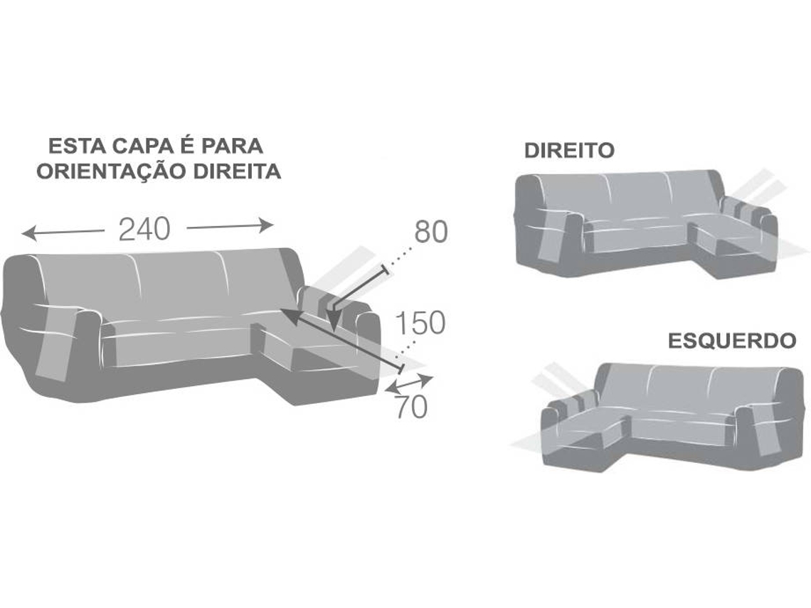 Funda acolchada e impermeable para Chaise Longue orientación derecha Luke  (240 cm - Gris)