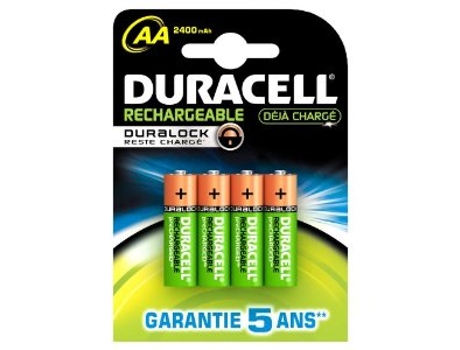 Juego de 4 Pilas rechargeables AA/LR6 DURACELL Stay charged 2500