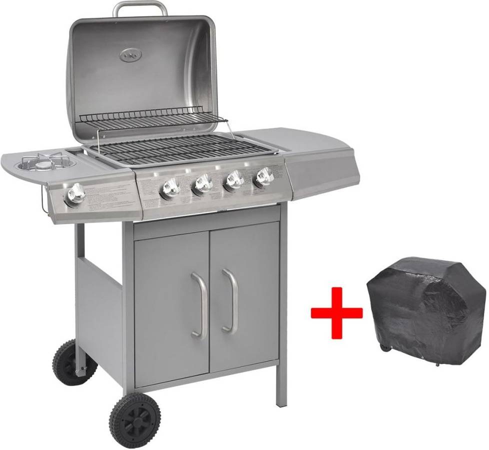 Barbacoa VIDAXL Gas 4+1 Quemadores (Gris - SPCC y Acero Inoxidable - 104 x 55,4 x 97,7 cm)