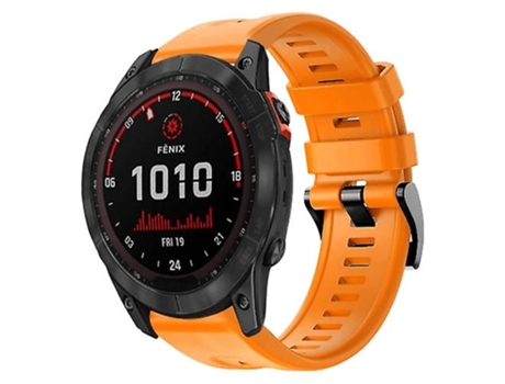 Correa para Garmin Fenix 7X Solar Hebilla de metal Color sólido Correa de reloj de silicona naranja VENISYMLIS