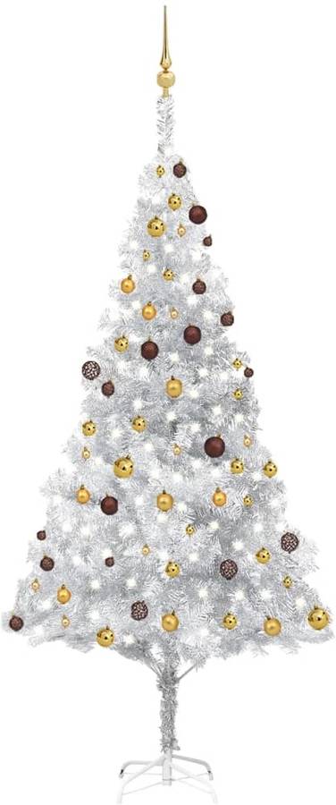 Set Árbol De navidad artificial led y plateado 240 cm pet vidaxl con luzes 120x240