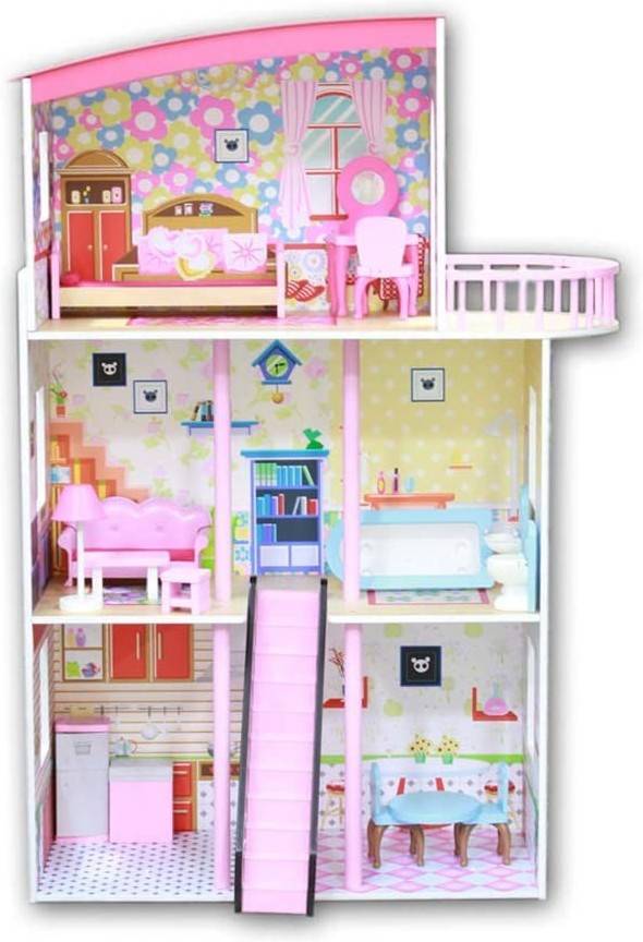 Tachan Casa De madera color rosa cpa toy group 7791056 muñecas 415x11x 18