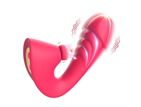 Vibrador de estimulación dual tocando y vibrando con 7 modos potentes para mujeres (rojo rosa) VEANXIN