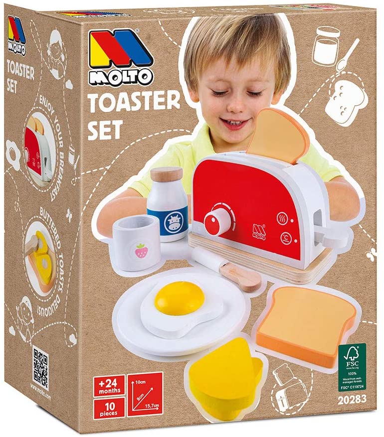 Moltó Tostadora De madera juguete toaster set roja edad 2