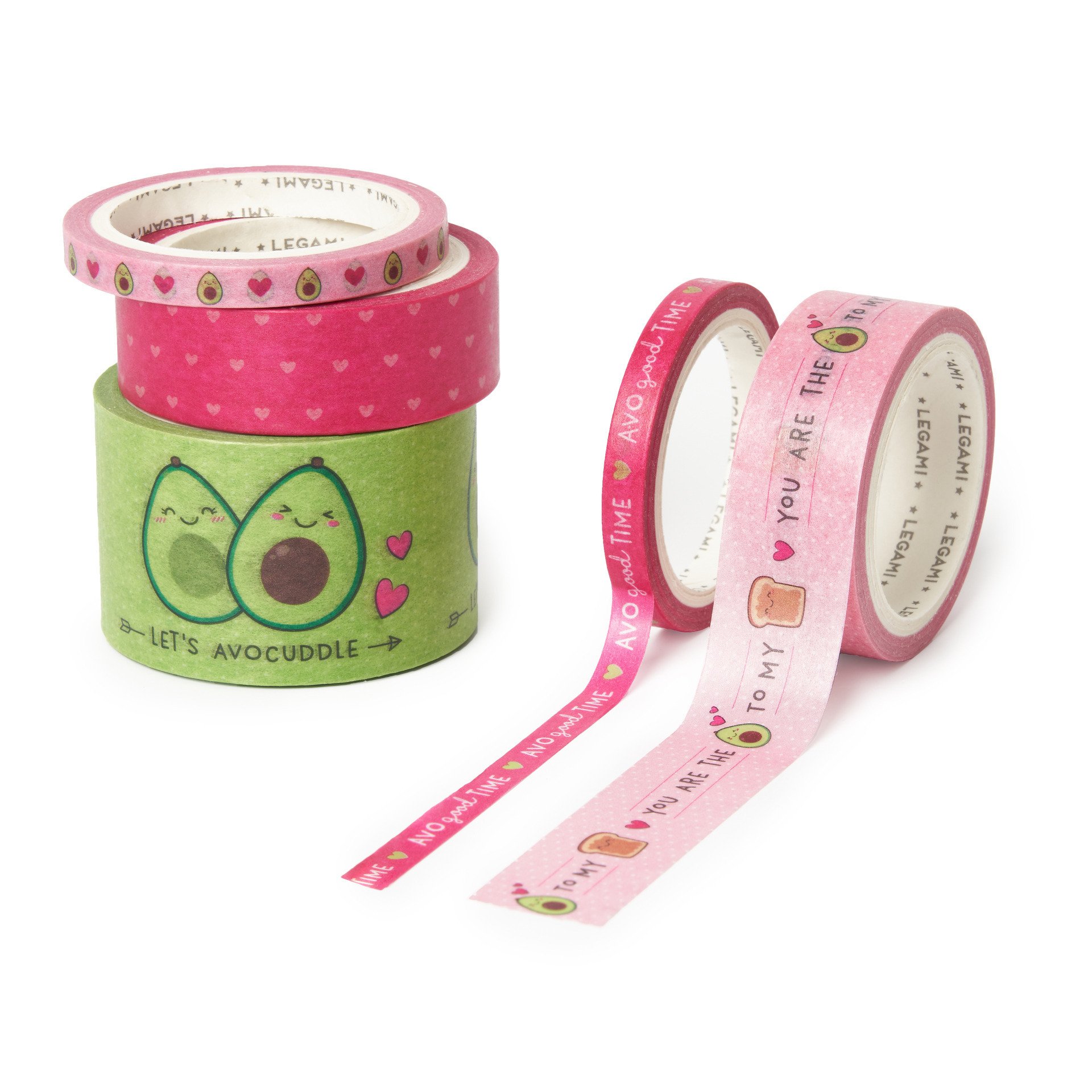 Legami Juego 5 cintas adhesivas papel tape by diametro 45 cm h max 3 tema avocado colorido para pegar decorar y