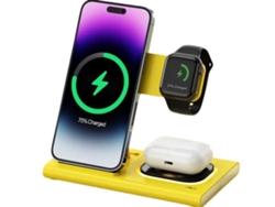 ANTIIMPACTO! Cargador Inalámbrico 3X1 15W Iphone/Airpods/Apple Watch Amarillo ¡ANTIMPACTO!