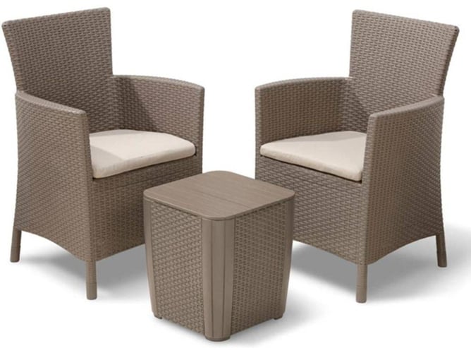 Set De Muebles allibert modelo iowa 3 piezas capuchino 224383 conjunto cenar para cappuccino keter terraza o mesa luzon y