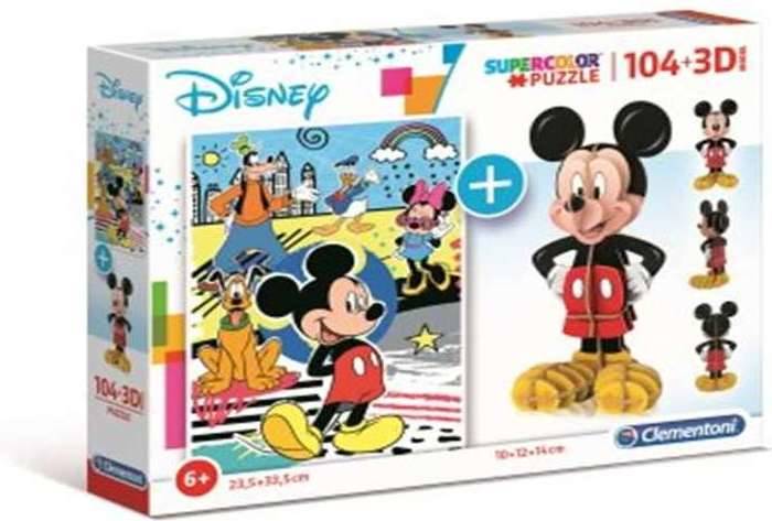 Puzzle 3D CLEMENTONI Mickey Mouse (104 Piezas - Edad mínima: 3 años)