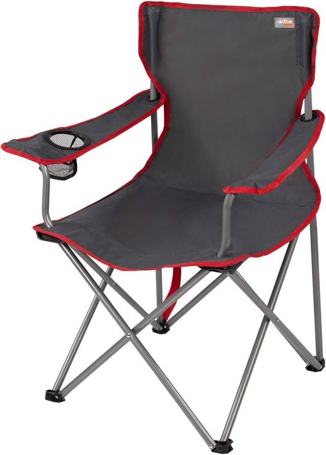 Silla de Camping AKTIVE Gris (64.5x49.5x82 cm - Acero y PE)