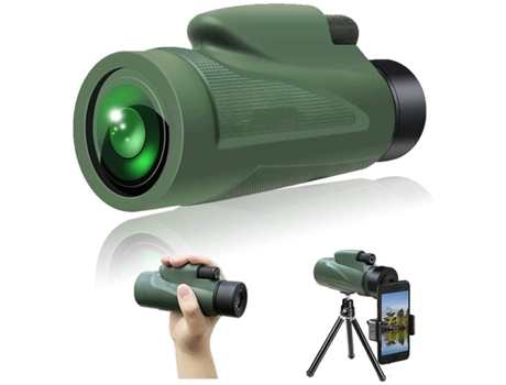 Telescopio Monocular de Alta Definición 12X50 con Soporte para Smartphone y Trípode Lente FMC y Prisma Bak4 Telescopio Monocular -Verde