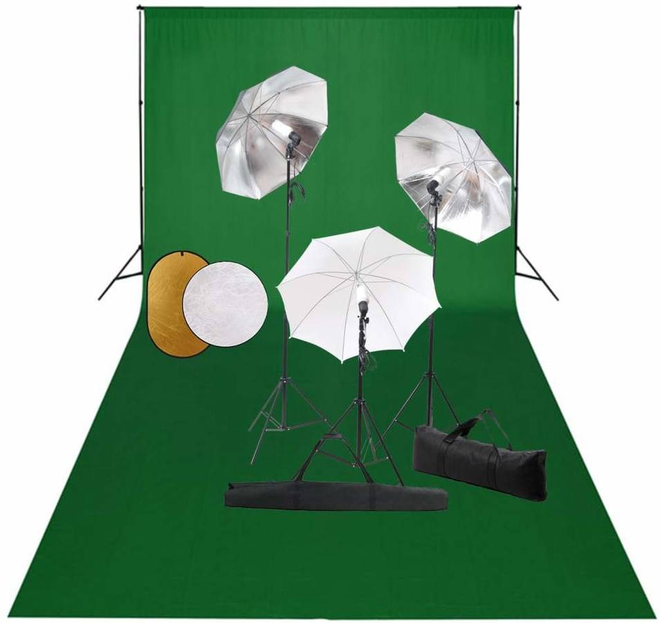 Kit Iluminación de Estudio VIDAXL con Sombrillas, Fondo y Reflector