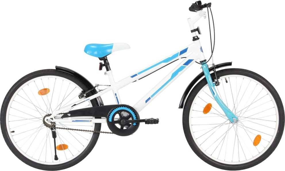 Bicicleta Infantil VIDAXL Blanco y Azul (Edad Mínima: 8 Años - 24'')