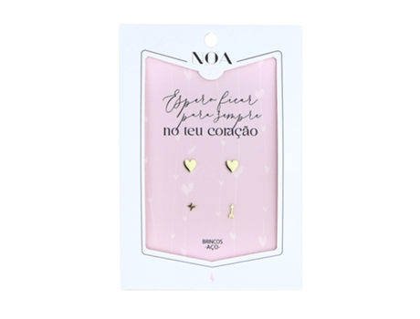 Aretes de acero dorado NOA STORY Corazones Espero estar siempre en tu corazón Om22007-Pt