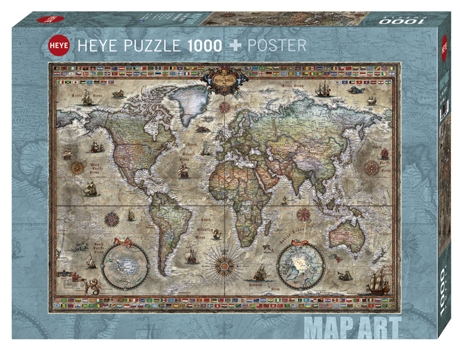 Puzzle 1000 Pcs Map Art Retro World (9 años)