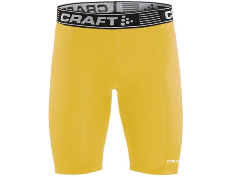 Pantalones Ajustados para Hombre CRAFT Malla Corta Pro Control Compresión Amarillo para Fútbol (XS)