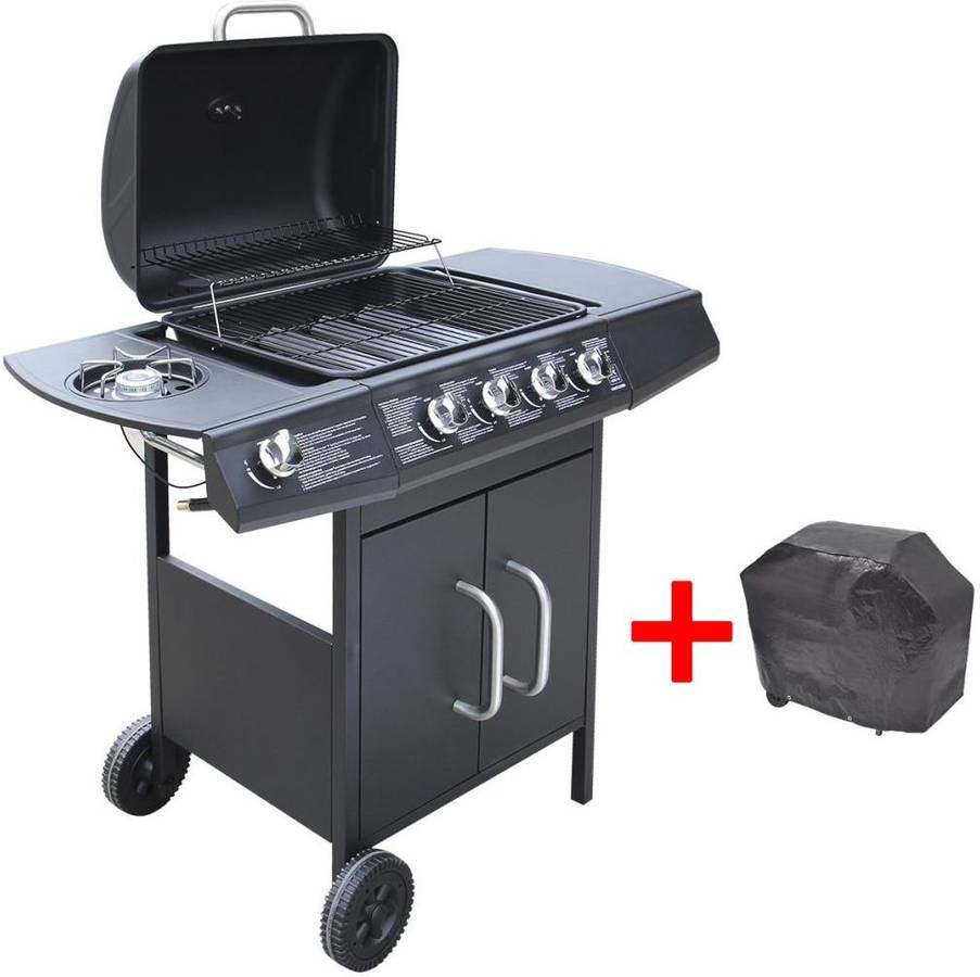 Barbacoa VIDAXL Gas 4+1 Quemadores (Negro - SPCC y Acero Inoxidable - 104 x 55,4 x 97,7 cm)